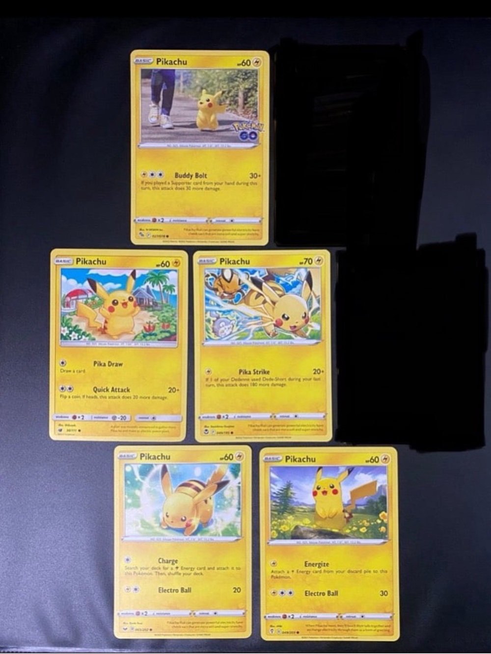 5 Card Pikachu Pokemon Lot 027/078 30/111 049/195 065/202 049/203